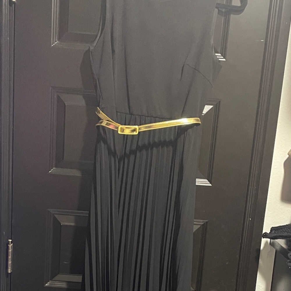 Shelby & Palmer Black Midi Dress with Gold Accent